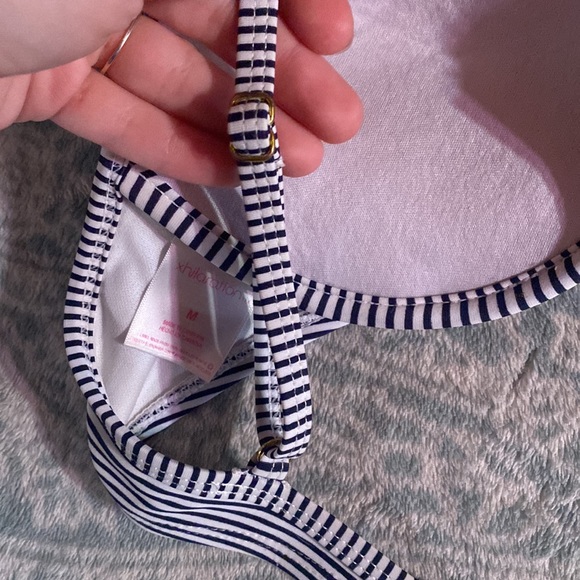 Beautiful Medium Navy Blue and White Xhilaration Two Piece Bikini Set - Picture 9 of 9